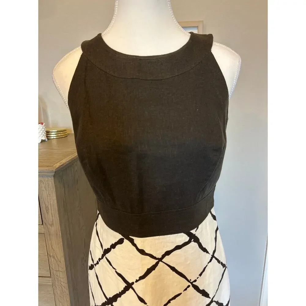 Ann Taylor | Brown Ivory Linen Blend A-Line Dress | 4P - Picture 5 of 14